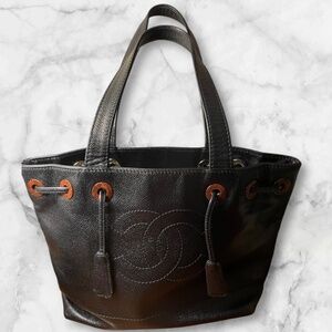 Chanel CC Caviar Drawstring Tote